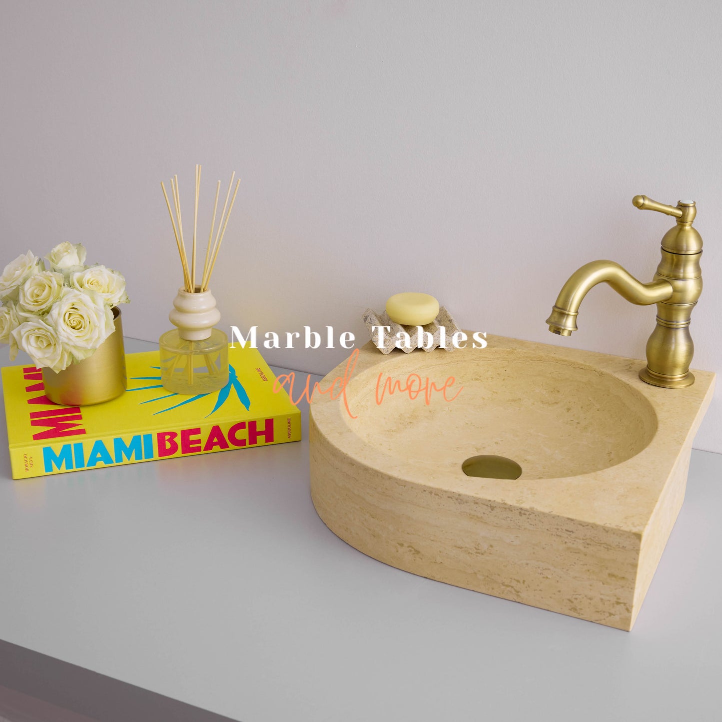 Travertine Corner Sink