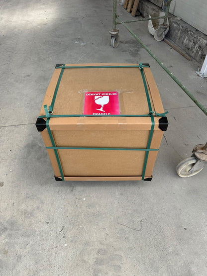 Robert Cooper – Custom Travertine Drum Table | 24" × 20"