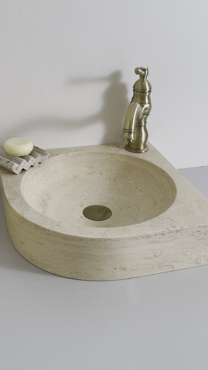 Travertine Corner Sink