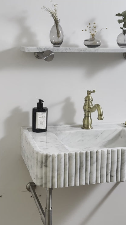 Ribbed White Marble Sink