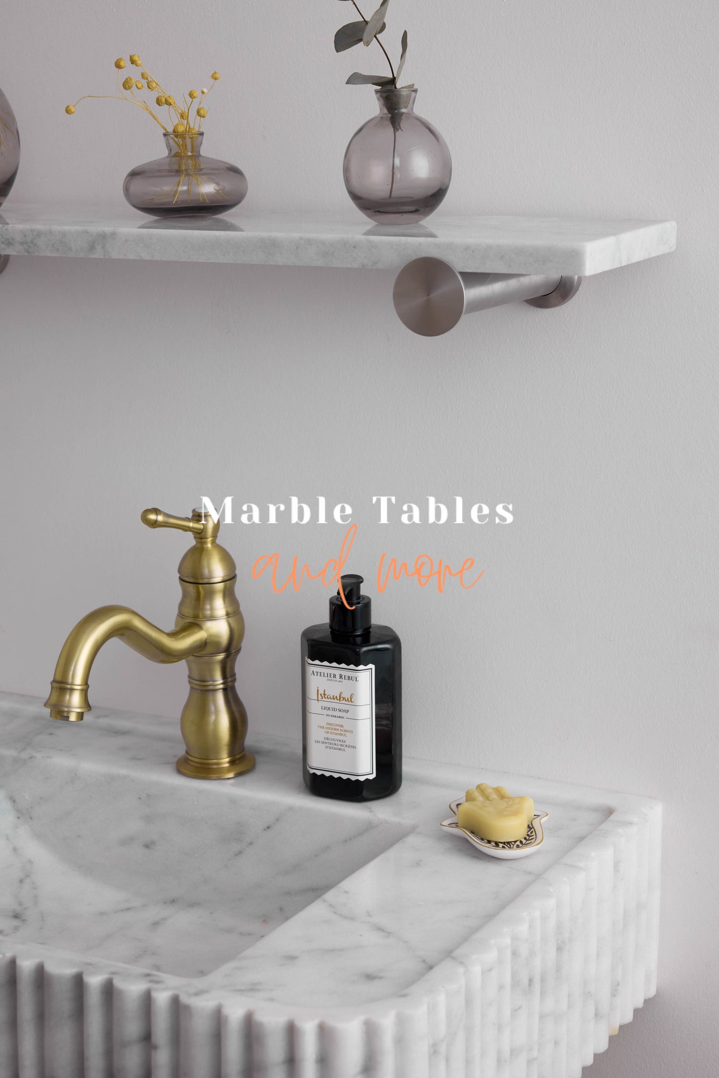 Ribbed White Marble Sink