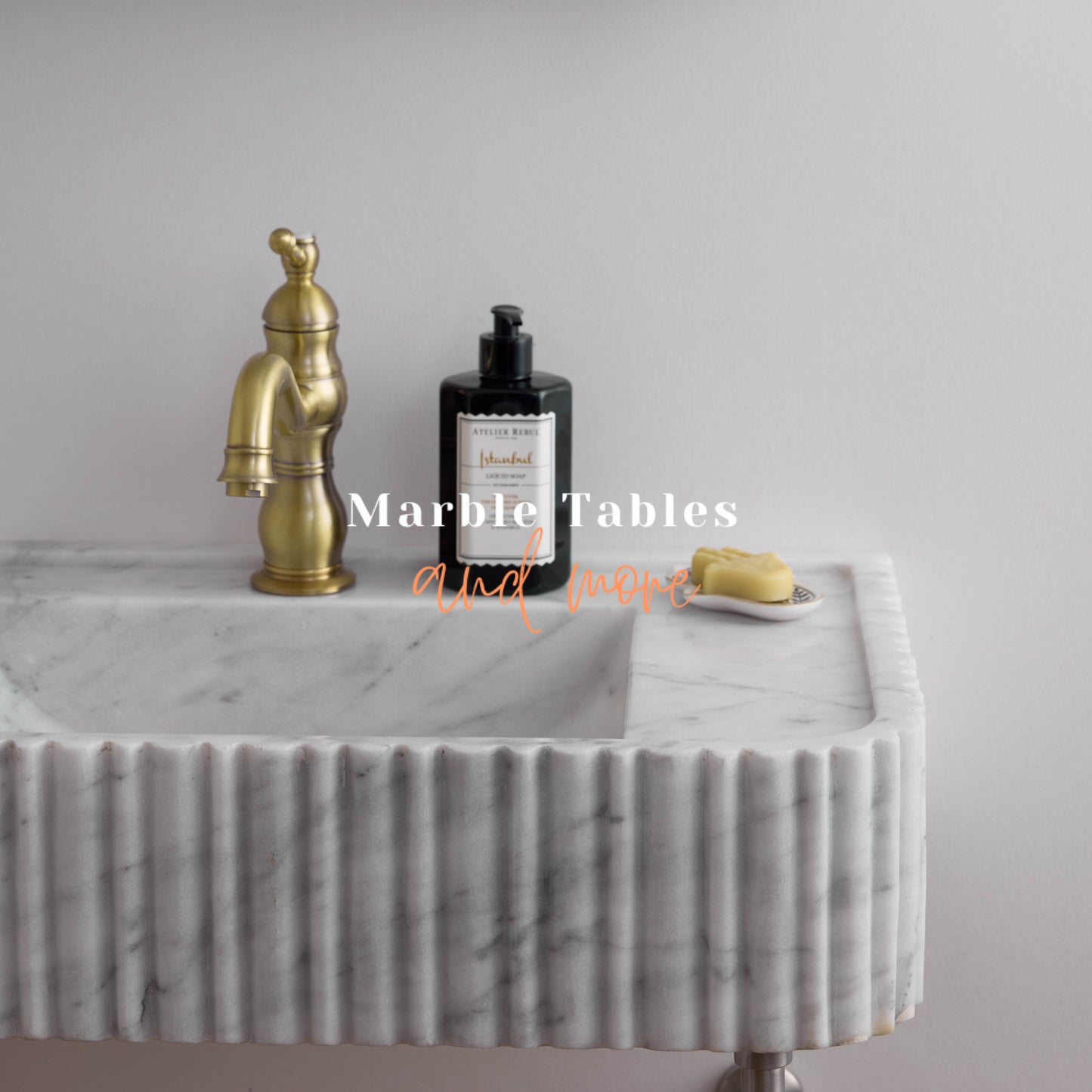 Ribbed White Marble Sink