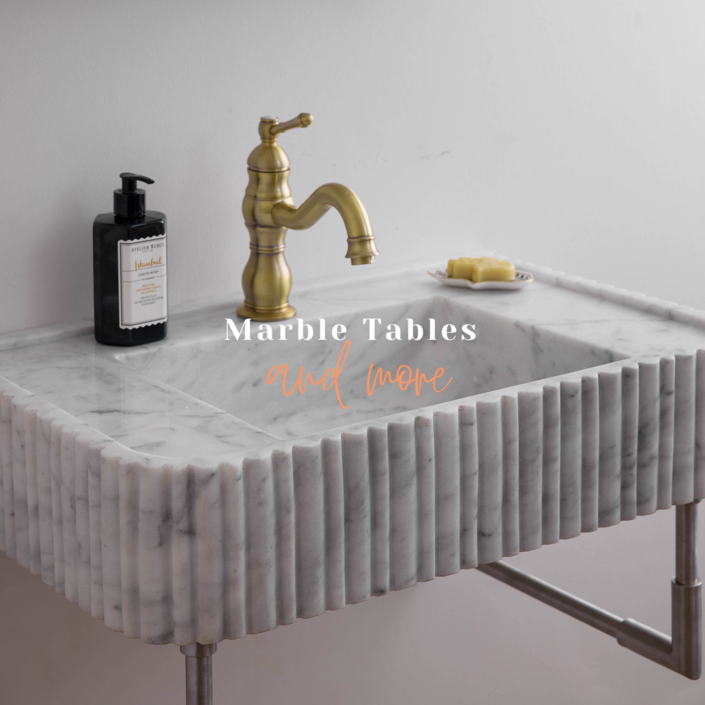 Ribbed White Marble Sink