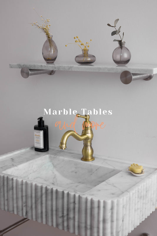 Ribbed White Marble Sink