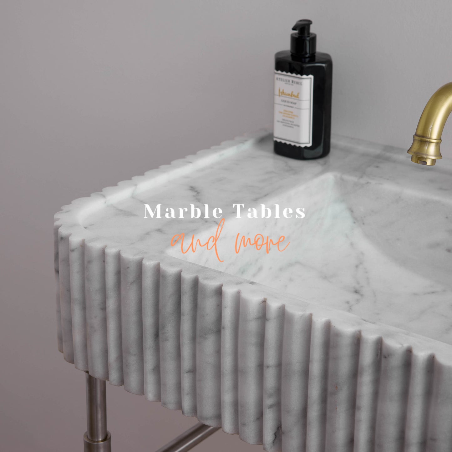 Ribbed White Marble Sink