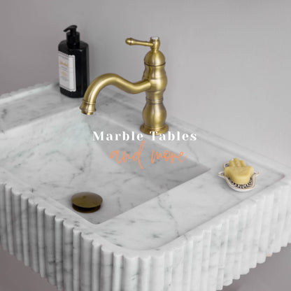 Ribbed White Marble Sink