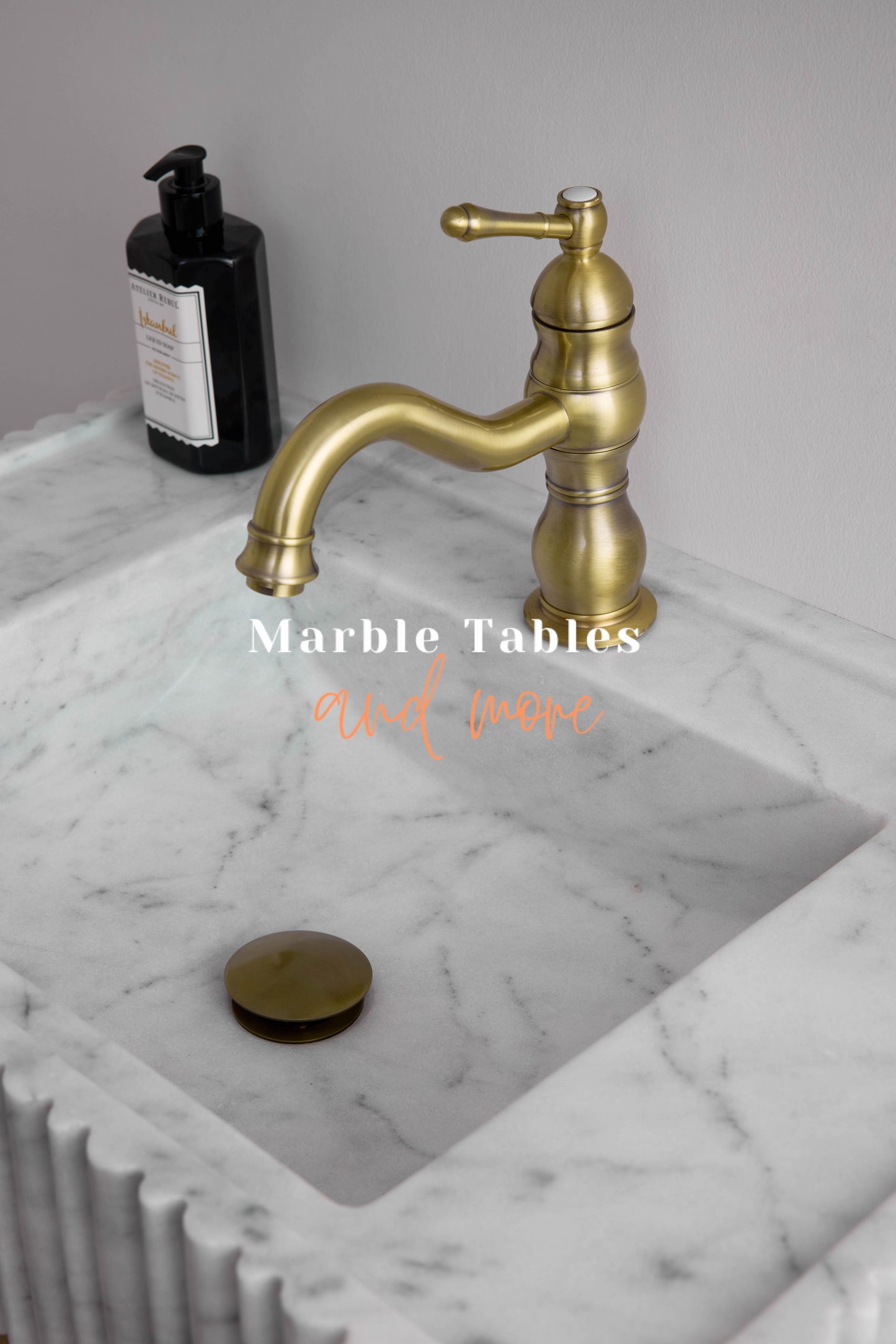 Ribbed White Marble Sink