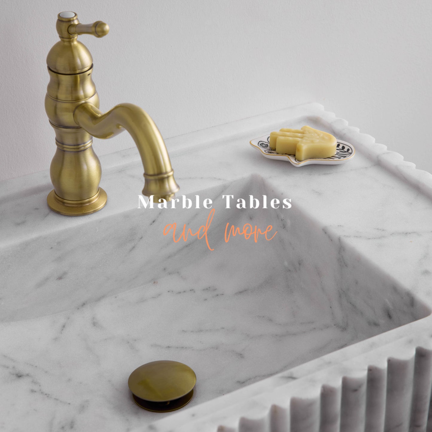 Ribbed White Marble Sink